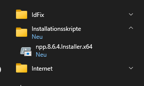 Verknüpfung zum Installationsskript im Startmenü