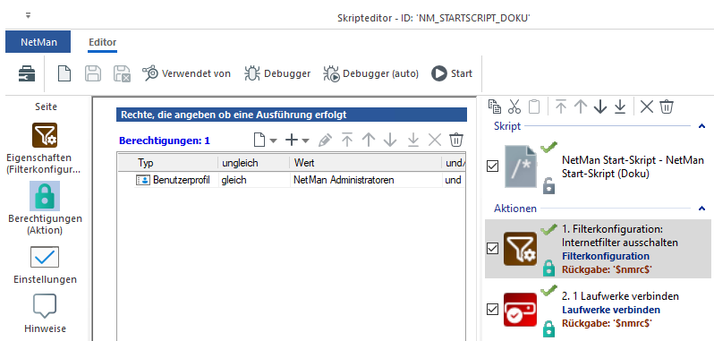 Berechtigungsprofil eingetragen