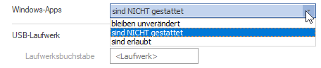 Windows-Apps sind NICHT gestattet