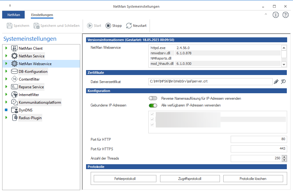 NetMan Webservice