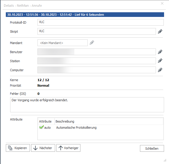 Detailansicht eines Berichteintrags