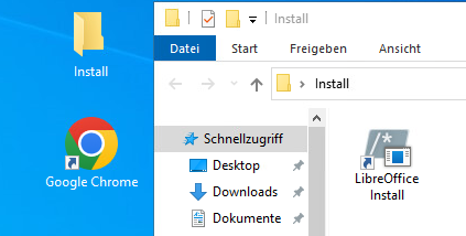 Testumgebung mit Verknüpfung zum Installationsskript