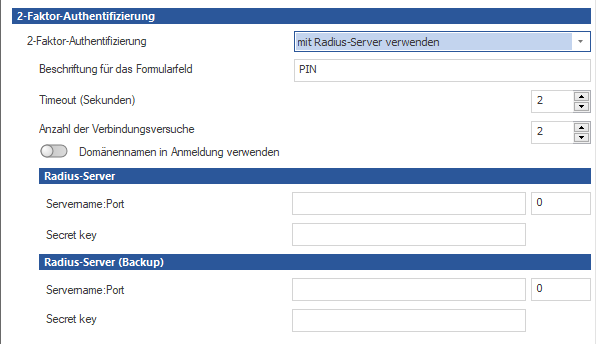 Einstellungen für Radius-Server