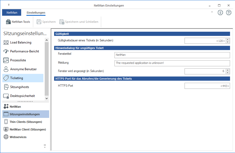 Ticketing in den NetMan Einstellungen