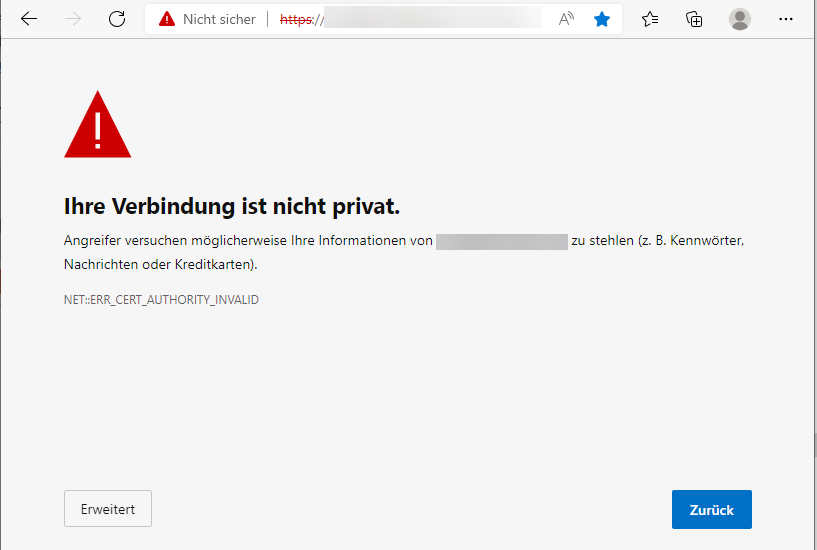 Ihre Verbindung ist nicht privat