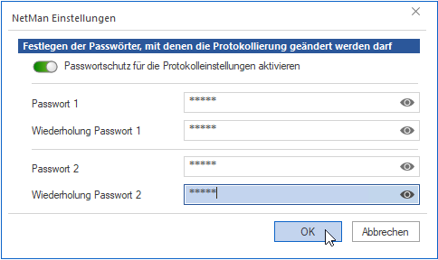 Festlegen der Passwörter