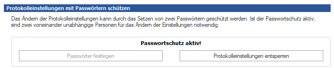 Passwortschutz aktiv