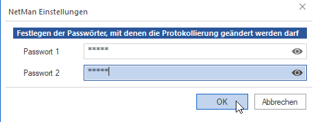 Eingabe von 2 verschiedenen Passwörtern