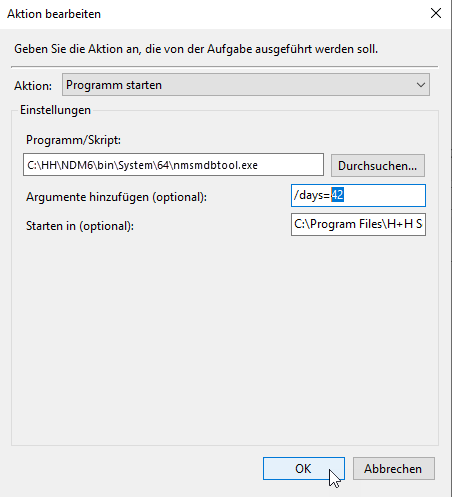 Dialog Aktion bearbeiten